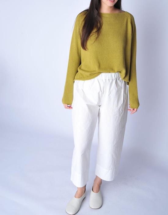  아푼토비 크롭 팬츠 A Punto B 머랭 크롭 와이드 레그 팬츠 화이트 - A PUNTO B