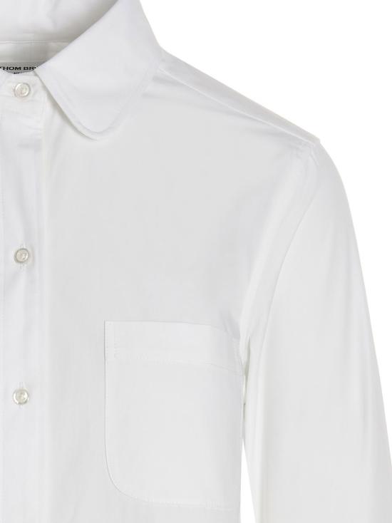  톰브라운 블라우스 톰 브라운 오픈백 코튼 셔츠 화이트 - THOM BROWNE