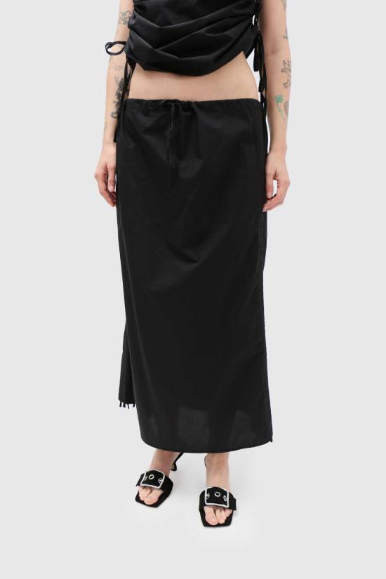  베이스레인지 미디 스커트 픽토리얼 스트랩  블랙 - BASERANGE