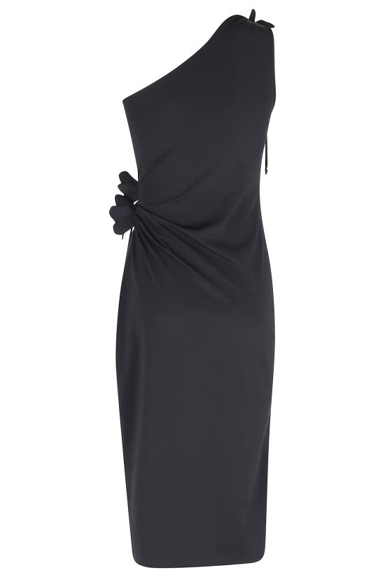  코페르니 롱 원피스 비대칭 미디 플라워 가운 블랙 - COPERNI