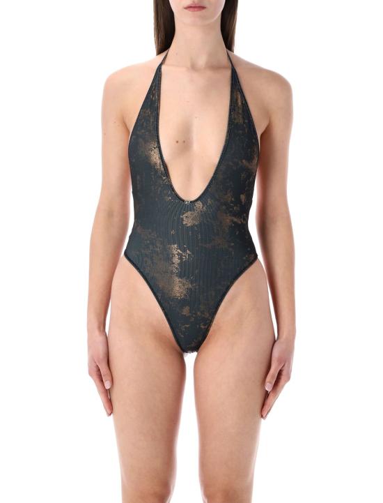  디젤 원피스 수영복 오드리 울트라 메탈릭  블랙 골드