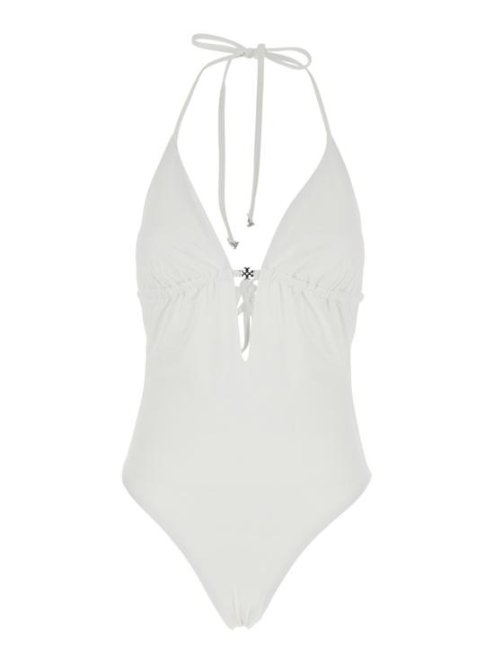  토리버치 원피스 수영복 토리 버치  (매듭 여밈 및 로고 플레이트 포함, 화이트)