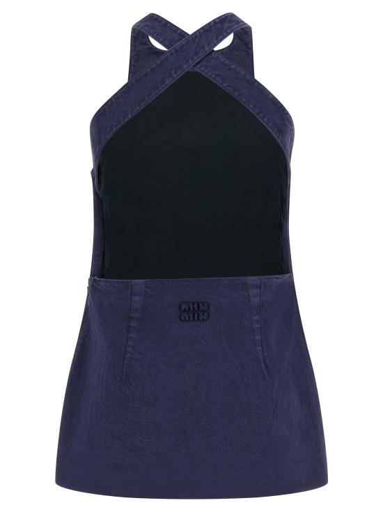 26SS 미우미우 후염 개버딘 미니드레스 MF6345SOOO19JYF0021 Blue - MIU MIU