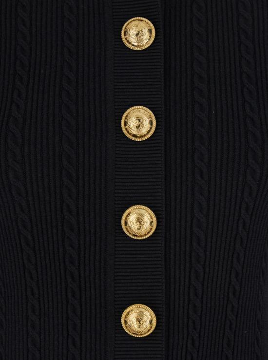  발망 가디건 크루넥  (주얼 버튼 장식, 비스코스 혼방 소재, 블랙) - BALMAIN