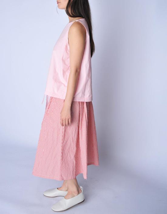  아푼토비 롱 스커트 A Punto B 석류색 스트라이프 풀온  (레드) - A PUNTO B