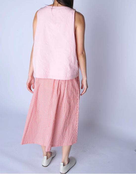  아푼토비 롱 스커트 A Punto B 석류색 스트라이프 풀온  (레드) - A PUNTO B