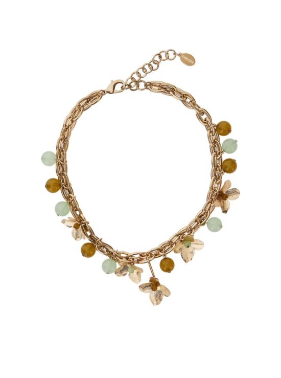  트윈셋 팔찌 플라워 + 스톤 메탈릭 목걸이