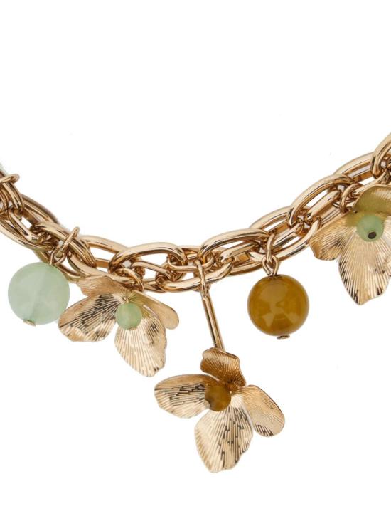  트윈셋 팔찌 플라워 + 스톤 메탈릭 목걸이 - TWINSET