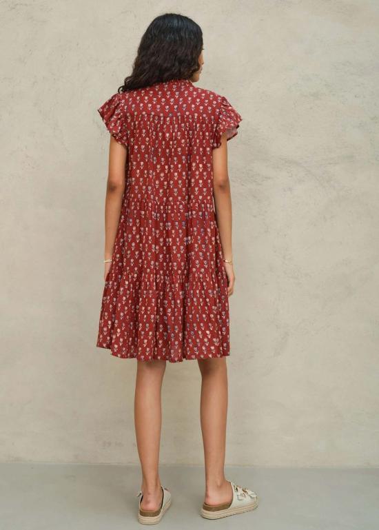  엠에이비이 숏 원피스 M.A.B.E 아리 프린트 프릴 드레스 - M.A.B.E