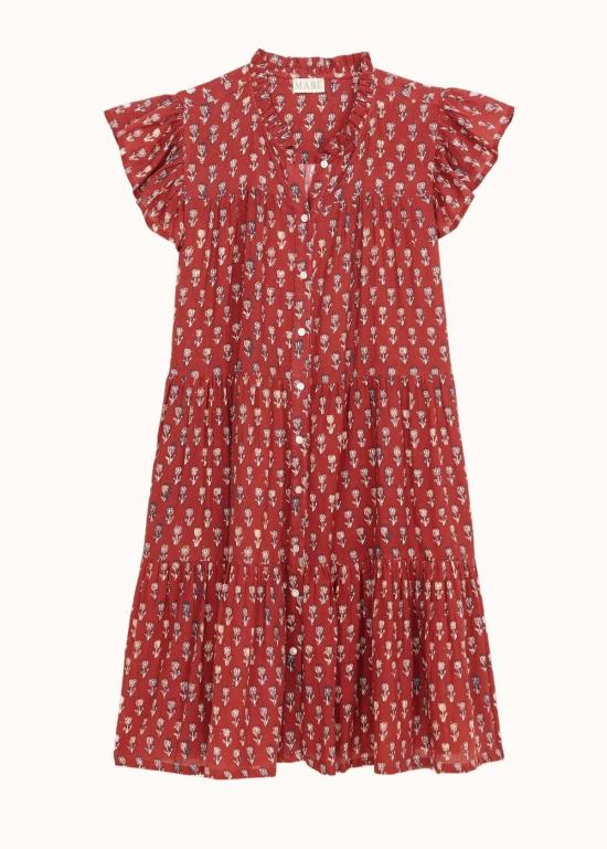  엠에이비이 숏 원피스 M.A.B.E 아리 프린트 프릴 드레스 - M.A.B.E