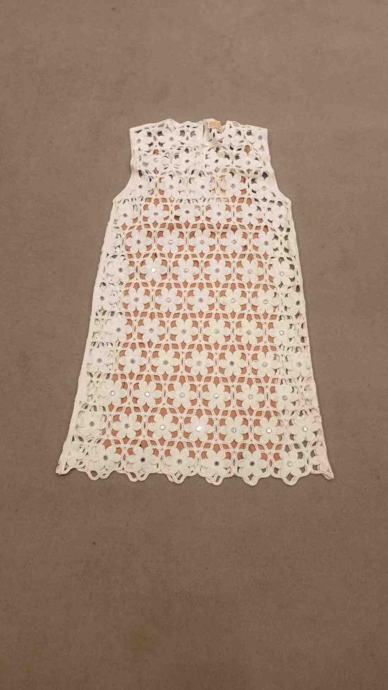  마이클 코어스 숏 원피스 페이크 크로셰 미니 드레스 화이트