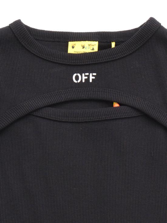  오프화이트 숏 원피스 오프 화이트 오프 스탬프 클리어 리브드 드레스 블랙 - OFF WHITE