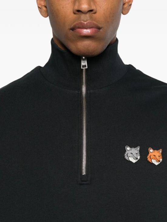  메종키츠네 집업 니트 메종 키츠네 더블 폭스 헤드 하프 집업 컴포트 스웨트셔츠 - MAISON KITSUNE