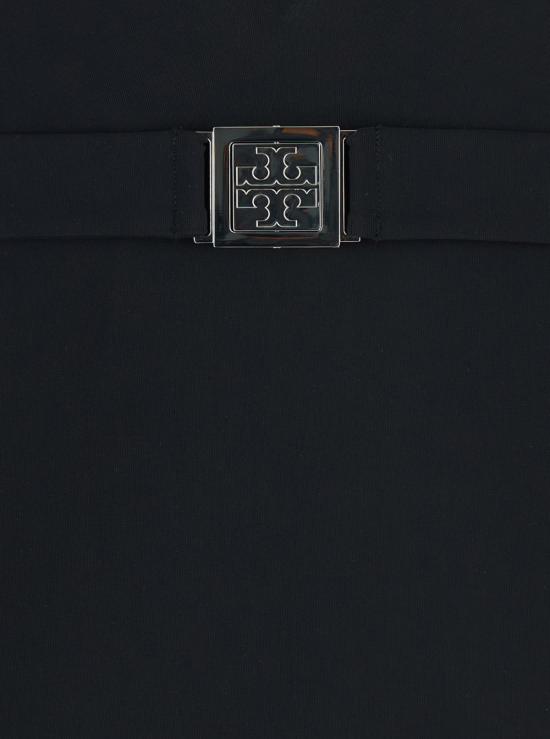  토리버치 원피스 수영복 토리 버치 브이넥 및 벨트 플레이트 디자인의 테크 패브릭 소재 블랙 - TORY BURCH