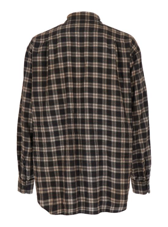  디스퀘어드2 긴팔 셔츠 Dsquared2 D2 X Magliano 타이 디테일 전체 체크 코튼  브라운