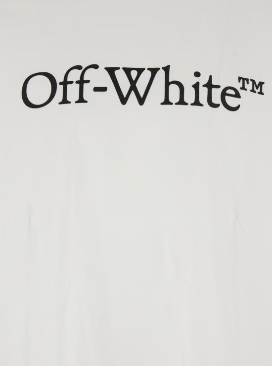  오프화이트 반팔 티셔츠 오버사이즈 로고 티셔츠 (대조적인 레터링 프린트) 화이트 - OFF WHITE