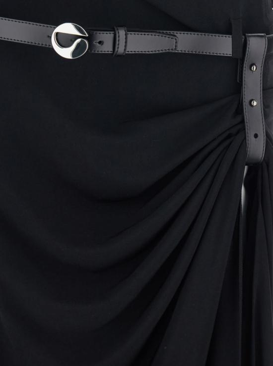  코페르니 롱 원피스 롱 오픈 백 로고 벨트 드레스 블랙 - COPERNI