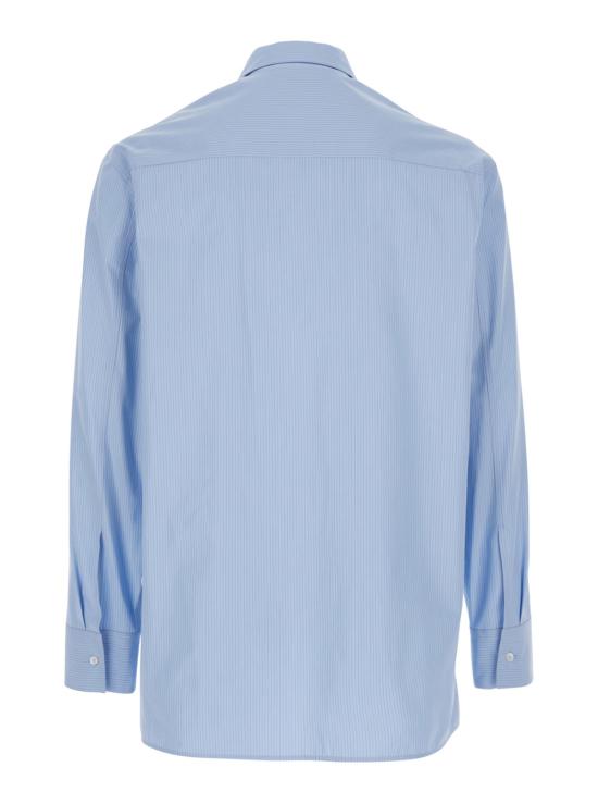  질샌더 긴팔 셔츠 질 샌더 핀스트라이프  (뾰족한 칼라, 면 소재, 연한 파란색) - JIL SANDER