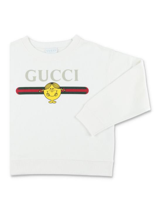  [키즈] 구찌 풀오버 키즈 미스터 맨 리틀 미스 코튼 스웨트셔츠 새 상품 화이트 - GUCCI