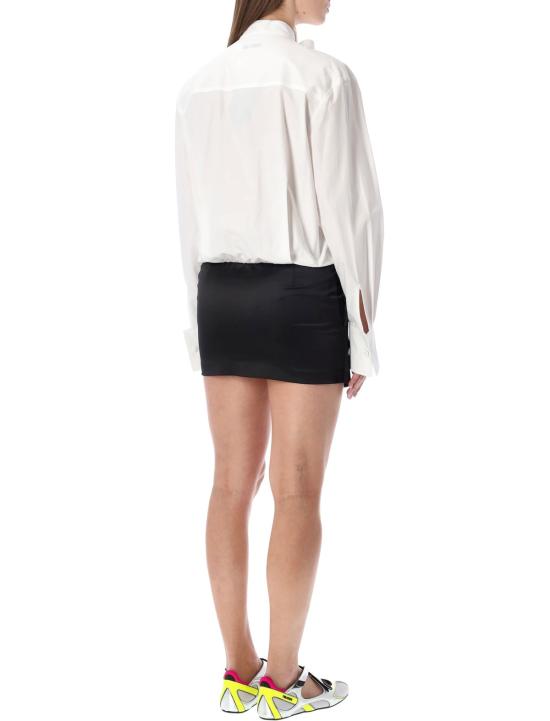  디 아티코 숏 원피스 아티코 코튼 미니 드레스 화이트/블랙 - THE ATTICO