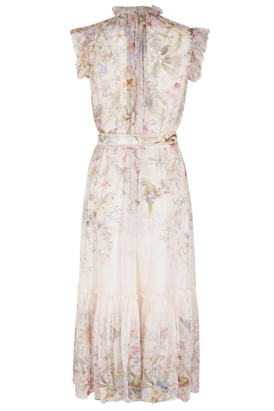  짐머만 롱 원피스 리벨리온 플러터 미디 드레스 (누드 & 뉴트럴 컬러) - ZIMMERMANN