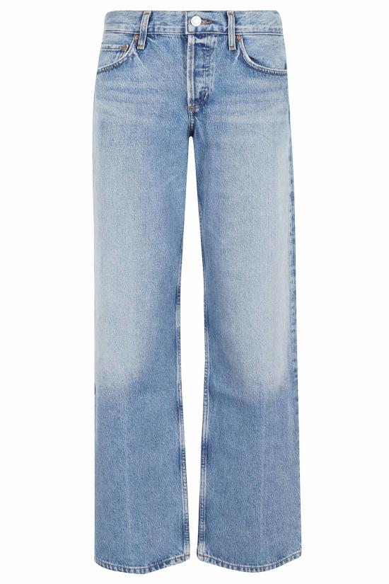  에이골디 데님 팬츠 아골드 로우 라이즈 루즈 볼트 진 블루