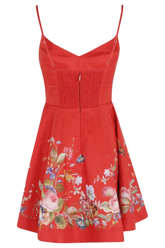  짐머만 숏 원피스 지머만 페이션스 미니 드레스 레드 - ZIMMERMANN