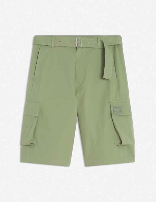  메종키츠네 치노 팬츠 메종 키츠네 벨티드 카고 버뮤다 팬츠 그린