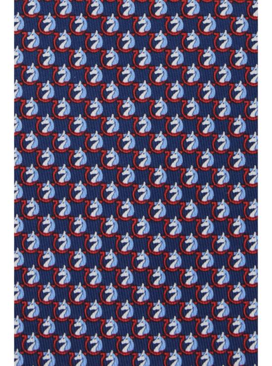  살바토레 페라가모 넥타이 페라가모 블루 타이, 뒷면 매듭 여밈, 전체 간치니 프린트 실크 보타이 - SALVATORE FERRAGAMO