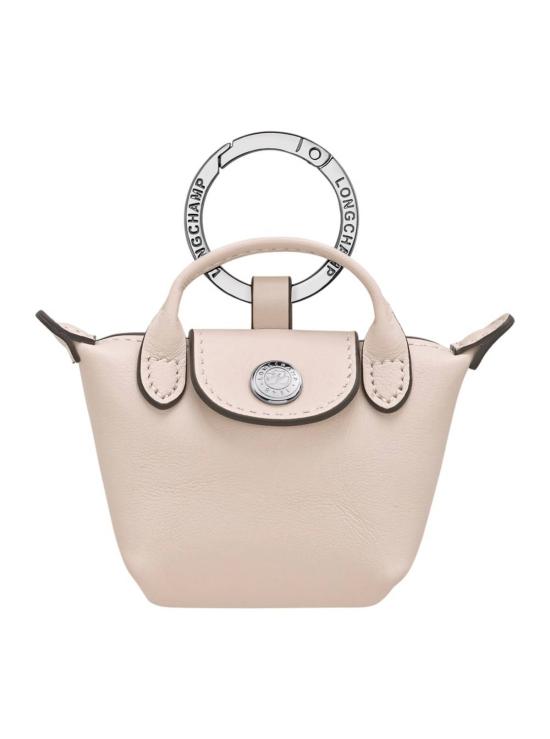  롱샴 키링 르 플리아쥬 엑스트라 가죽 로고 키체인 (화이트)