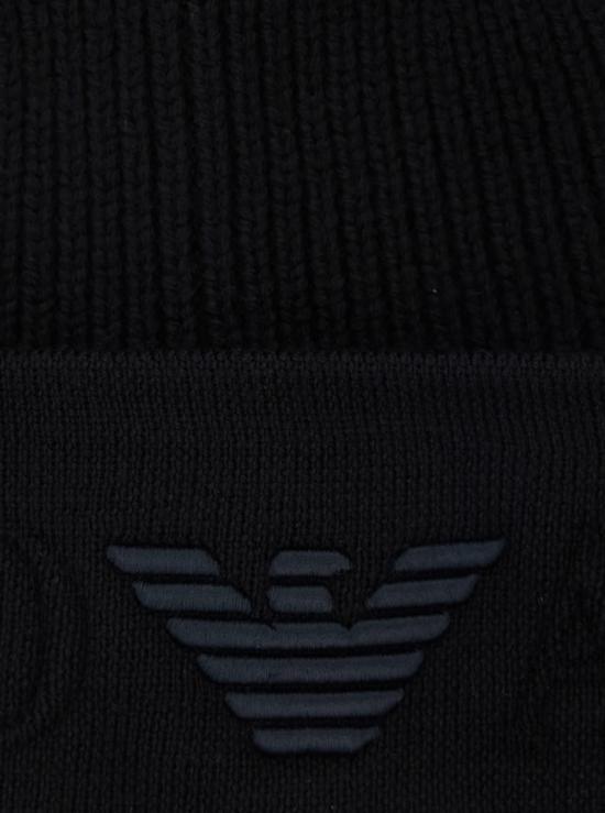  엠포리오 아르마니 비니 앞면에 맥시 로고 자수가 있는  비니 (블랙) - EMPORIO ARMANI