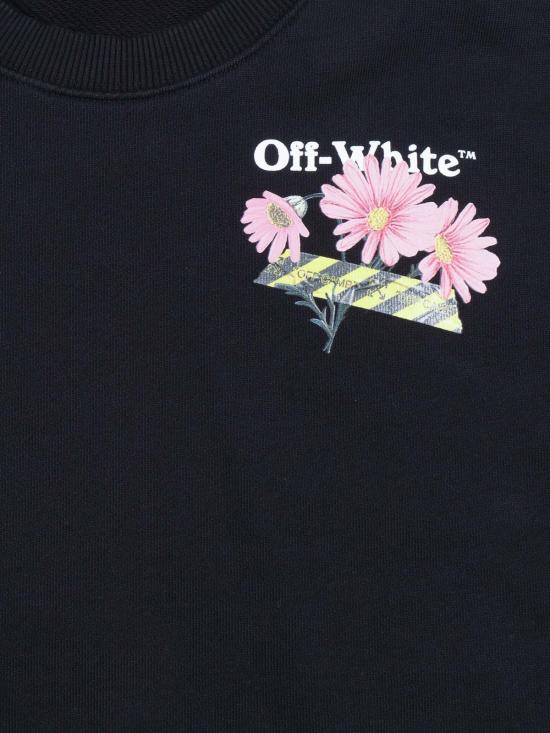  오프화이트 긴팔 티셔츠 데이지 테이프 크루넥 스웨트셔츠 블랙 - OFF WHITE