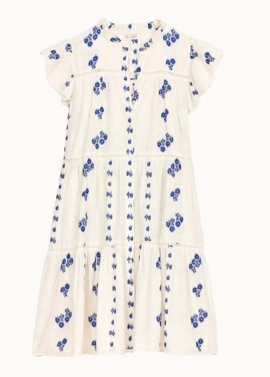  엠에이비이 숏 원피스 M.A.B.E 아이리스 우븐 프릴 드레스 - M.A.B.E