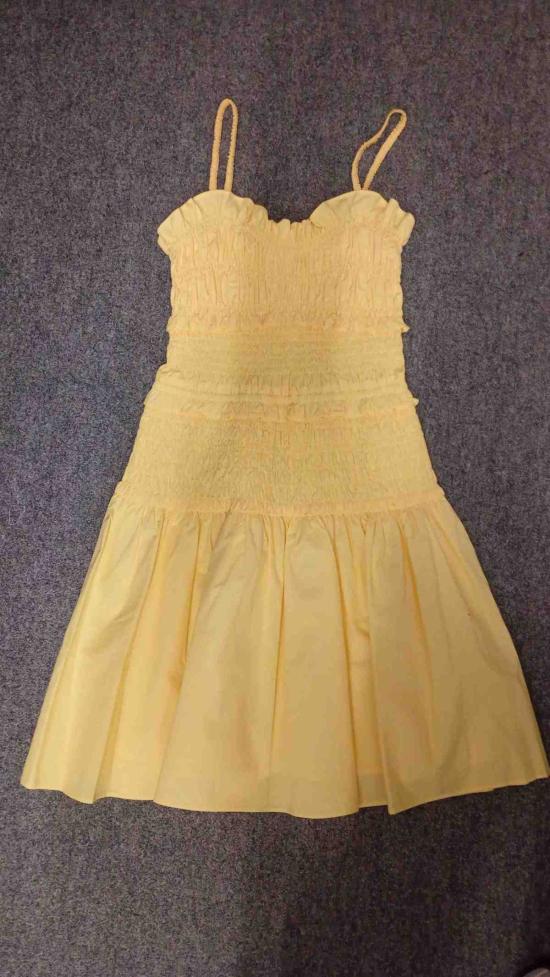  마이클 코어스 숏 원피스 포플린 스모크 미니 드레스 (노란색 & 오렌지색)