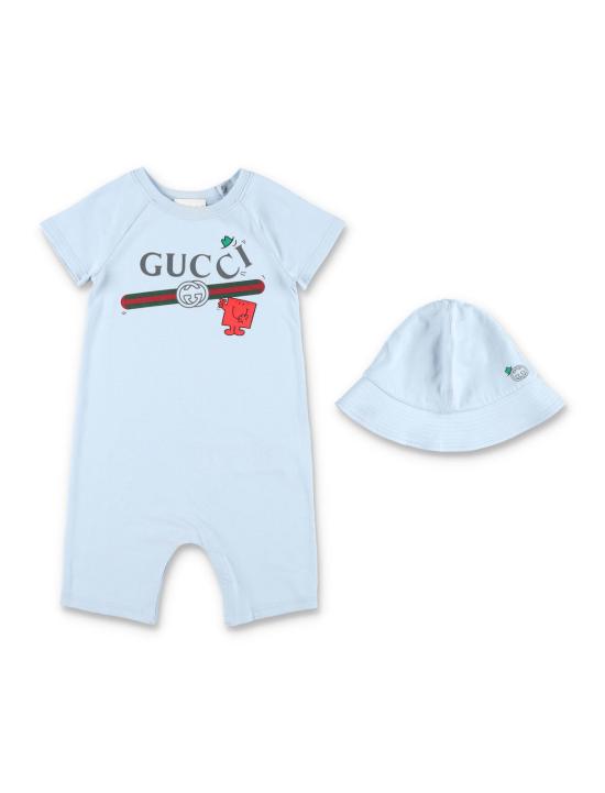  [키즈] 구찌 오버롤 키즈 베이비 코튼 선물 세트 연한 파란색