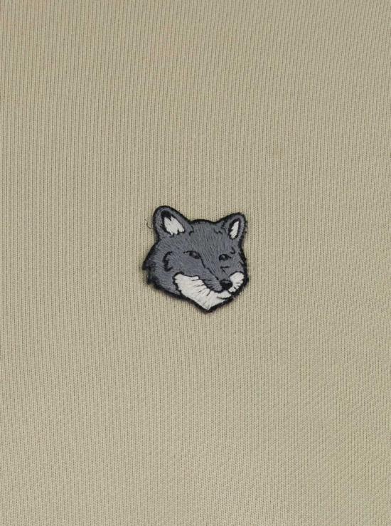  메종키츠네 집업 니트 메종 키츠네 로고 패치 하이넥 스웨트셔츠 그린 - MAISON KITSUNE