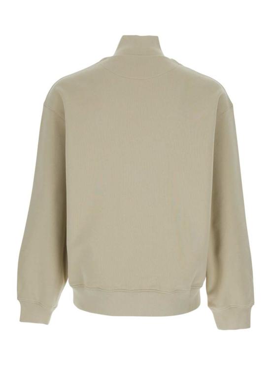  메종키츠네 집업 니트 메종 키츠네 로고 패치 하이넥 스웨트셔츠 그린 - MAISON KITSUNE