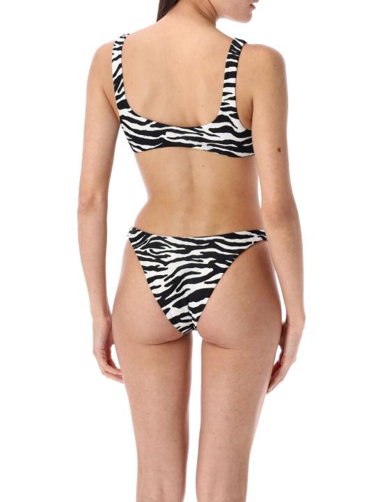  디 아티코 비키니 수영복 아티코 얼룩말 무늬 라이크라 비키니 세트 (화이트/블랙) - THE ATTICO