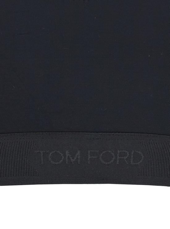  톰포드 브라 톰 포드 렛 탑 BRJ016 JEX166 L, 와이드 넥라인, 앞면에 레터링 로고, 블랙 - TOMFORD