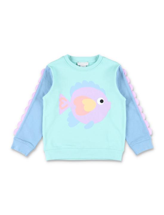  [키즈] 스텔라 맥카트니 쇼츠/버뮤다 스텔라 매카트니 아동용 물고기 그래픽 스웨트셔츠 & 반바지 세트 (연한 파란색) - STELLA MCCARTNEY