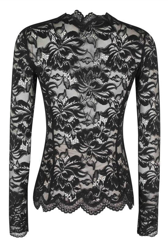  파코라반 긴팔 티셔츠 라반느 오 레이스 탑 블랙 - PACO RABANNE