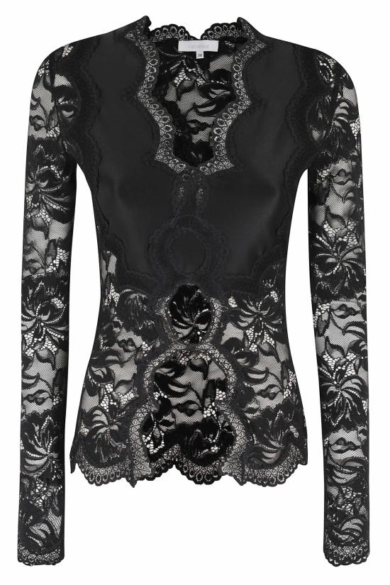  파코라반 긴팔 티셔츠 라반느 오 레이스 탑 블랙