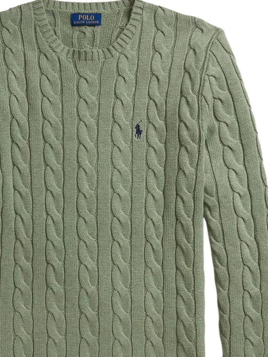 26SS 폴로 랄프로렌 로고 자수 케이블 니트 스웨터 710775885 528 FERN GREEN HEATHER - POLO RALPH LAUREN