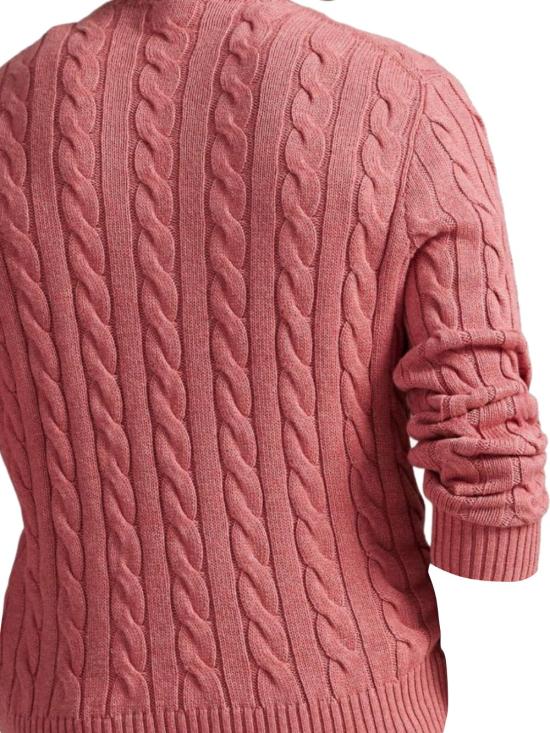 26SS 폴로 랄프로렌 로고 자수 케이블 니트 스웨터 710775885 530 STRAWBERRY GELATO HTHR - POLO RALPH LAUREN