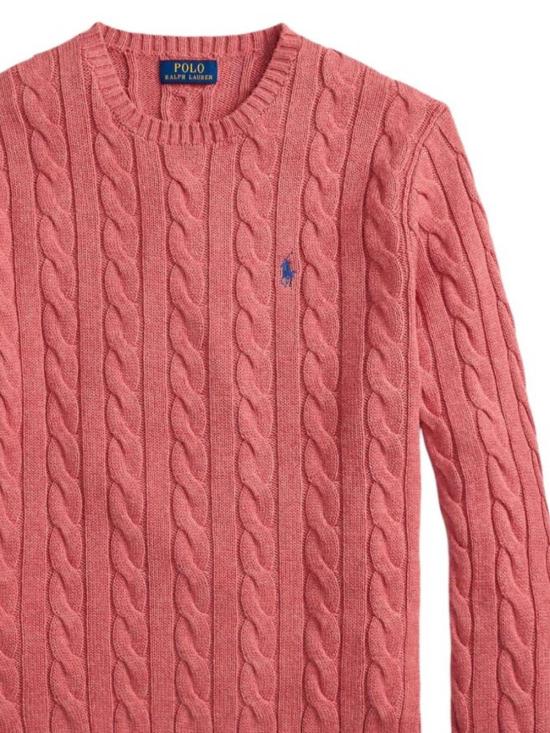 26SS 폴로 랄프로렌 로고 자수 케이블 니트 스웨터 710775885 530 STRAWBERRY GELATO HTHR - POLO RALPH LAUREN