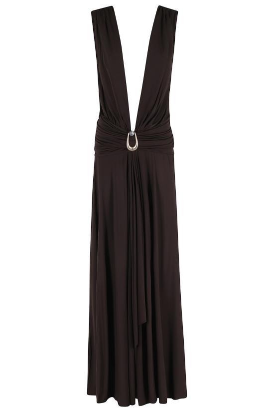  크리스토퍼에스버 롱 원피스 크리스토퍼 에스버 스톤 핀 스카프 드레이프 롱 드레스 브라운
