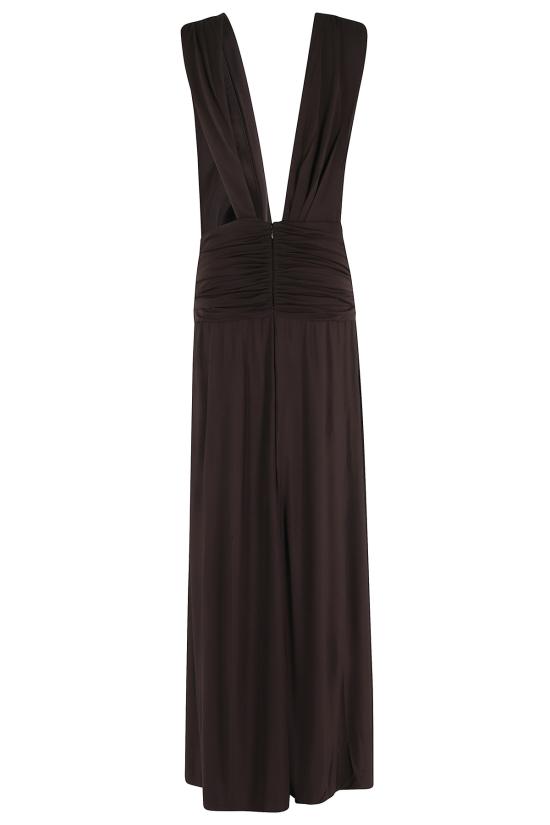  크리스토퍼에스버 롱 원피스 크리스토퍼 에스버 스톤 핀 스카프 드레이프 롱 드레스 브라운 - CHRISTOPHER ESBER