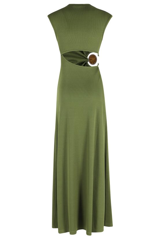  크리스토퍼에스버 롱 원피스 크리스토퍼 에스버 미네랄 스톤 러플 탱크 드레스, 황동 소재에 내추럴 그린 색상 - CHRISTOPHER ESBER