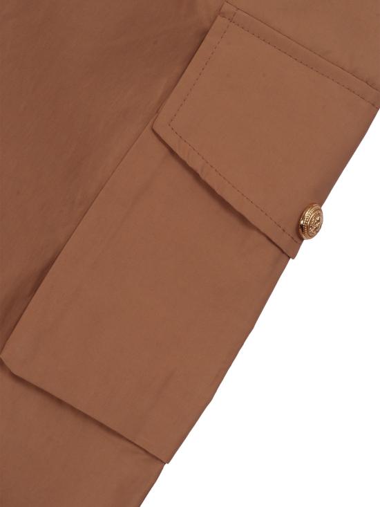  발망 팔라초 팬츠 코튼 라이오셀 팬츠 브라운 - BALMAIN