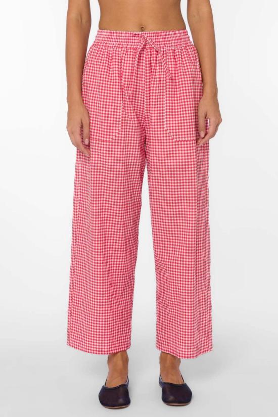  Velvet Heart 크롭 팬츠 벨벳 하트 체리 깅엄 팬츠 - OTHER BRANDS